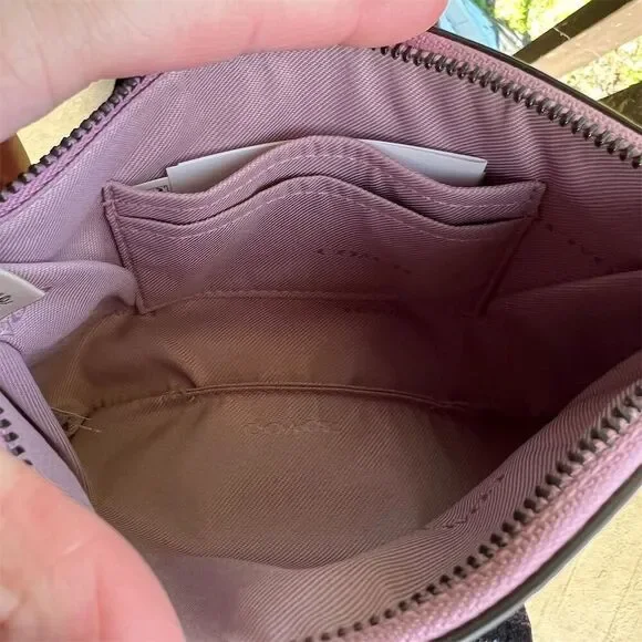 COACH Women's Pebble Leather Wristlet Wallet in Purple Ice w Silver Hardware NWT - Picture 10 of 11